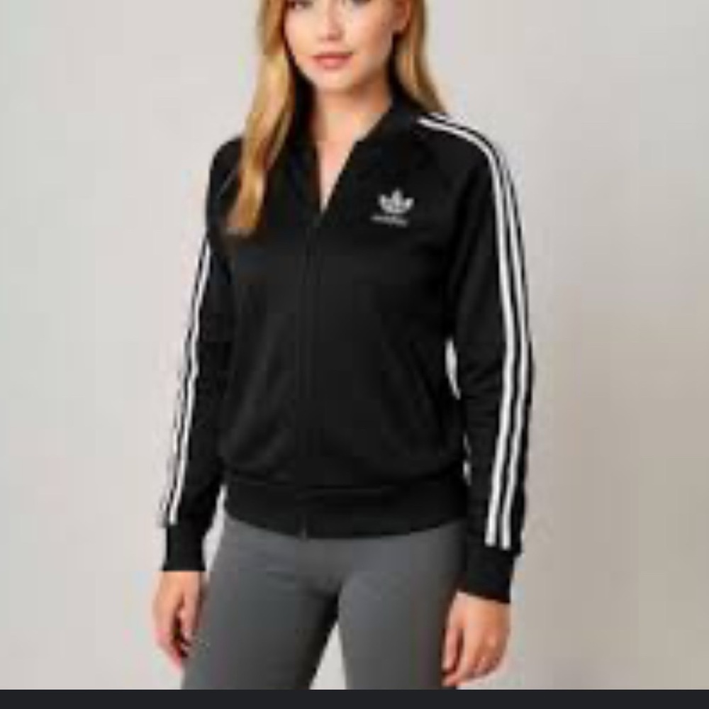 Adidas Black and white  Jacket vintage Y2K track jacket size S
